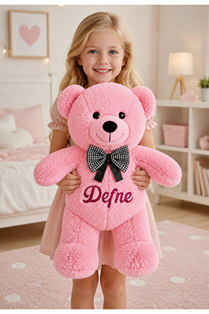 Tosbiş [ KİŞİYE ÖZEL İSİMLİ OYUNCAK ] Pembe Ayıcık 50 cm Sevgiliye