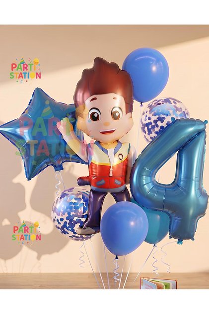 Paw Patrol Ryder 4 Years Old Balloon Set Paw Patrol Ryder Concept Birthday Party Balloon Set