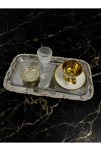 Stainless Steel 1 Piece Large Baton Presentation Tray with Silver Frame