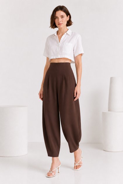 Pantaloni tip balon din material scuba, model shalwar 0110