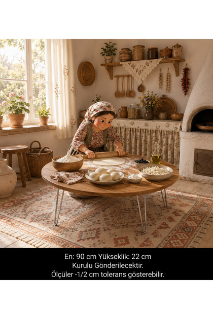 Bohem Yer Sofrası Ahşap Desenli