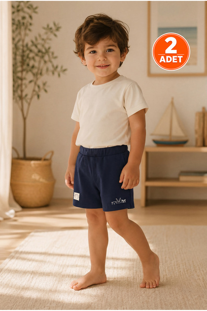 Navy Blue Unisex Children's Shorts Cotton Summer Casual Shorts