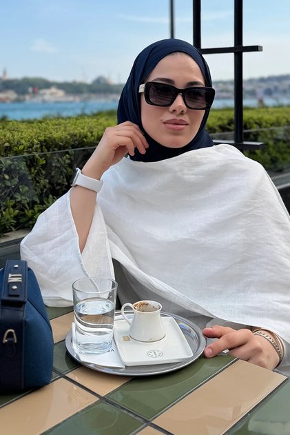 شال شيفون كريب - أزرق داكن