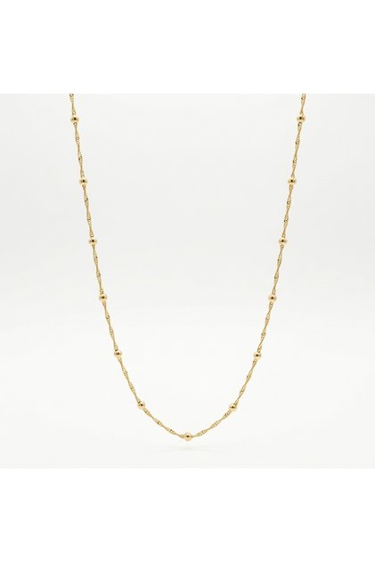 Cm Jewelry Stainless Steel Twisted Chain Ball Detailed Women's Necklace I Minimal Necklace with Special Box