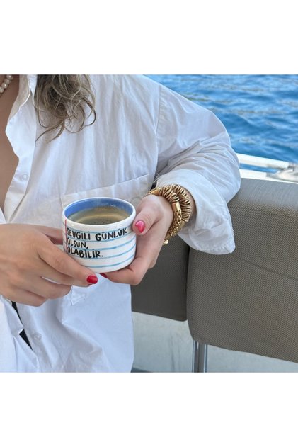 MOTTO MUG - OLSUN, OLABİLİR El Yapımı Seramik Kahve Fincanı 200 Ml
