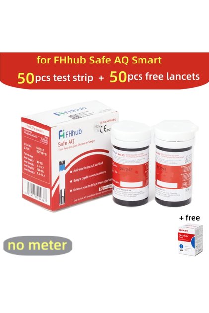 no meter 50 strip FHhub Safe AQ Smart Blood Glucose Meter with Test Strips Lancets Diabetes Blood Su