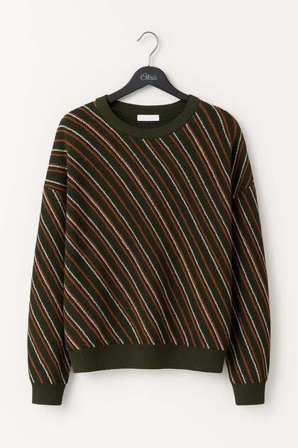 Nk Kız Çocuk Uzun Kollu Çizgili Sweatshirt 8-14 Yaş HAKİ