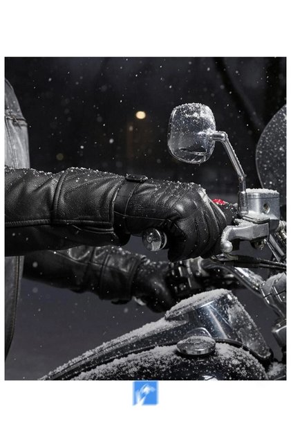 Men's Inflatable Faux Leather Biker Gloves with Fur Inside