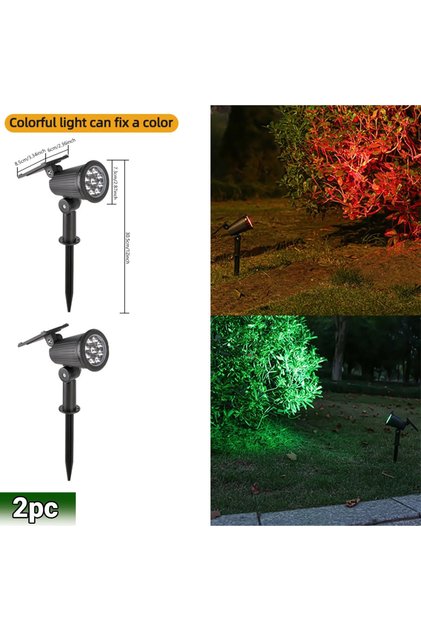 0-5W 2pc RGB light 9 LED Solar Spot Lights IP65 Waterproof Outdoor RGB Solar Landscape Light