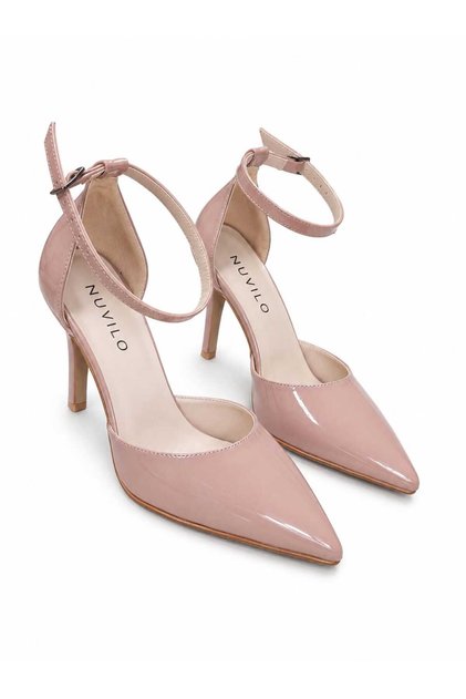Somo Patent Leather 8.5 cm Belted Pointed Toe Stiletto Thin Heel Women's Shoes