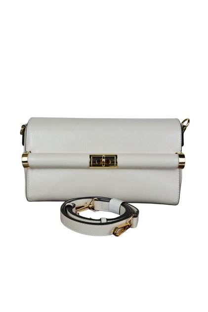 Dukidaso Off-White Lock Detailed Covered Women's Shoulder and Hand Bag | Summer T8466 Off-White Single B