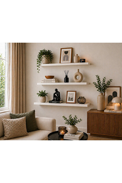 Duvar Rafı, 3’lü Raf Seti, Home, Dekoratif Raf, Modern Raf, Beyaz Duvar Rafı, Salon Rafı,