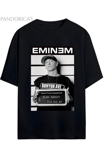 EMINEM SLIM SHADY MUGSHOT BASKILI YAZILI PAMUKLU UNISEX TİŞÖRT