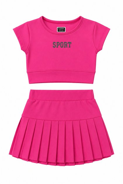 Girl's sports embossed shorts skirt set