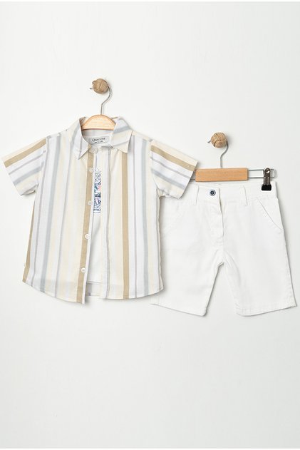 Striped Shirt 3-Piece Set T-Shirt Shorts Summer Stylish Combination