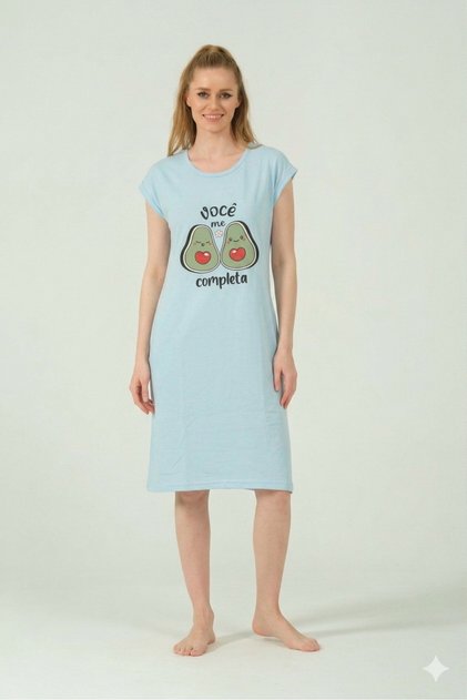 Patterned Combed Cotton Casual Dress Regular Cut - Home, Beach, Nightgown