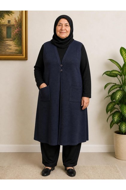 Büyük Beden Anne Uzun Yelek