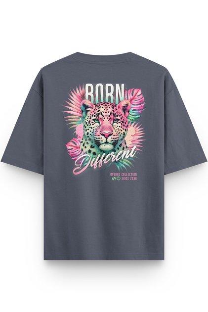 Women's / Men's Semi Oversize T-Shirt Born Different Leopard Leopard Back Print Smoked T-Shirt 1403