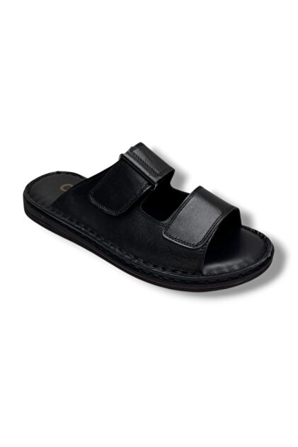 182-26 Genuine Leather Ultra Soft Double Velcro Anatomical Men's Slippers 40-47