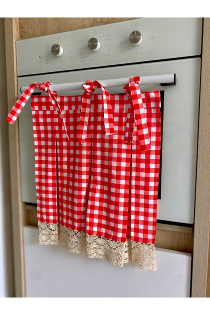 Red Gingham Ruffled Oven Cover