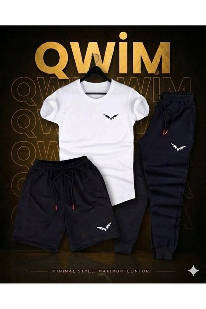 Qwim Stylish 3-Piece Printed T-Shirt-Shorts-Sweatpants Set