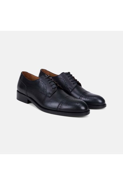 Men's Black Lace-Up Brogue Classic Leather Shoes
