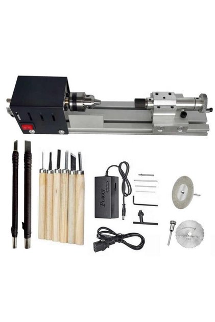 100W Mini Ahşap Torna Makinesi 7 Kademeli Hız Ayarlı Hobi Tespih ve Oyma Seti