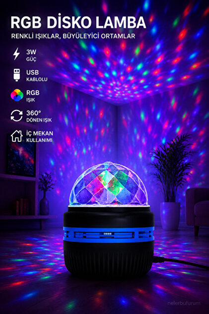 360 derece dönen Led Işıklı Disko Gece Bar Pavyon ampul Renkli Aydınlatma Tavan Aydınlatma