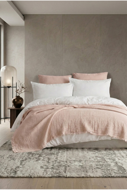 Muslin Bedspread 100% Cotton Double Pique King Size Soft Texture Breathable