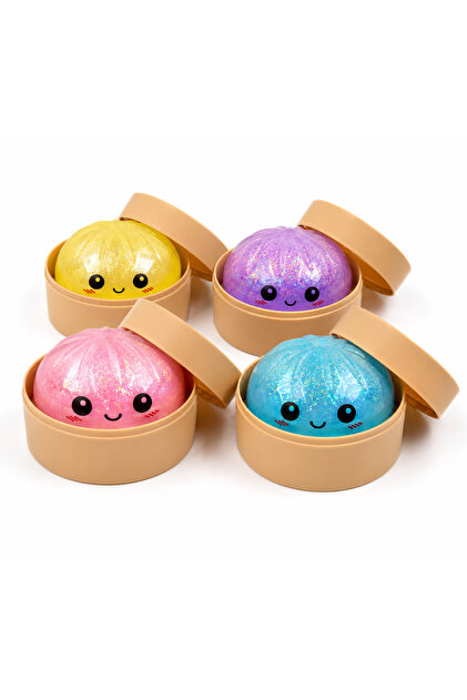 Dumpling Squishy cu Sclipici - Jucărie Antistres Kawaii cu Bol, Strângere Lentă