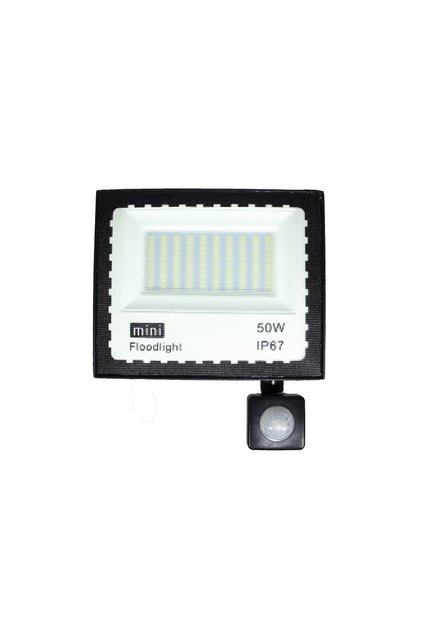 Proiector LED Mini 50W cu senzor de lumină și mișcare, de exterior IP66, subțire, 6500K