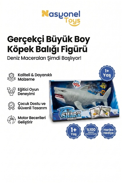 NASYONEL TOYS Shark World Gerçekçi Büyük Boy Köpek Balığı Oyuncak