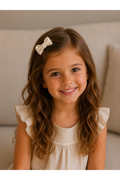 Handmade 100% Natural Muslin Bow Hair Clip – Girls' Hair Accessory, Elegant and Stylish Boutique Hair Clip