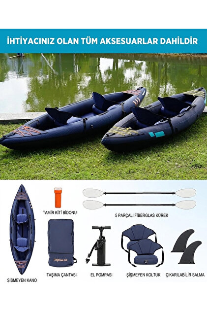 Funwater ŞİŞME KANO 2 KİŞİLİK OXFORD KUMAŞ VE GÜÇLENDİRİLMİŞ PVC