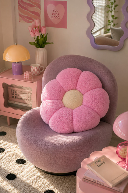 Estetik ve Konforlu Dekoratif Çiçek Kırlent- Şık Görünümlü Flower Model
