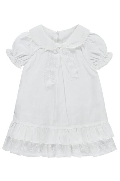 6-18 Months Dress with Tulle Hem - White