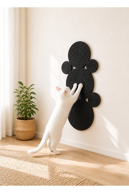 Black Color 100% Organic Straw Jute Rope Stitched Cat Scratching Mat Natural Non-Disassembled Pet-Friendly