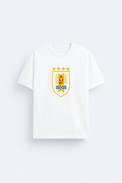 Uruguay National Football Team Printed 100% Cotton Fabric White T-Shirt T-Shirt
