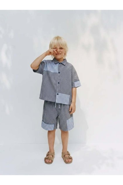 Boy's Checkered Shirt and Shorts Set – Summer Comfortable Fit Top and Bottom Children's Combination