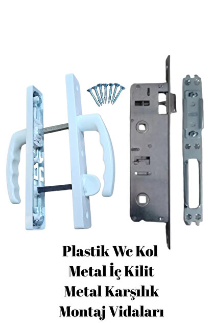 PVC Pimapen Kapı Kolu Kilit Seti 1 Adet – Banyo WC Tuvalet Kapı Kolu Takımı
