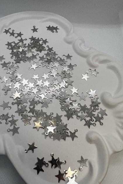Metal Pul Takı Malzemesi Oya Pulu Nikel Kaplama Boncuk Demir Pul Yıldız Gümüş 30 Adet
