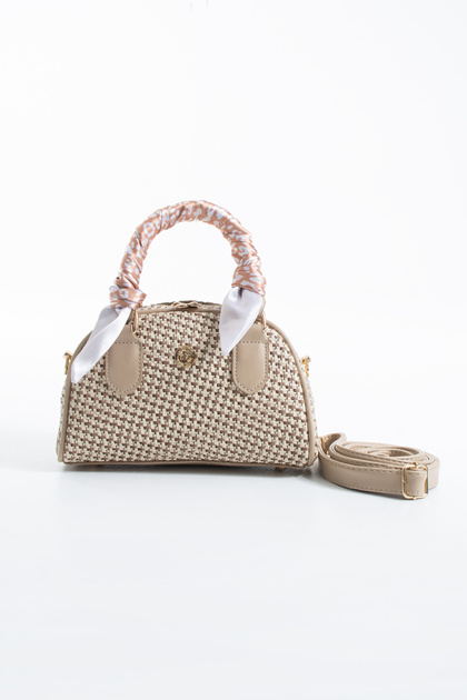 Mink Straw Scarf Detailed Hand Shoulder and Crossbody Women's Bag
