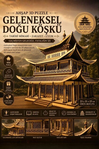 ALGWOOD Pagoda Tapınağı Minyatür Ahşap Maket 3D Puzzle DIY Kendin