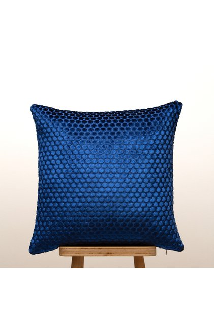 Navy Blue Velvet Cushion Cover Textured Decorative Stylish Modern Design