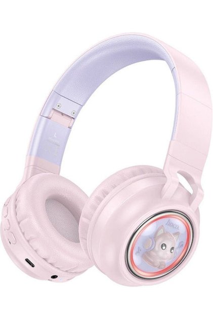 Hoco W50 Ασύρματα / Ενσύρματα Ακουστικά On-Ear με 12 ώρες λειτουργίας Ροζ