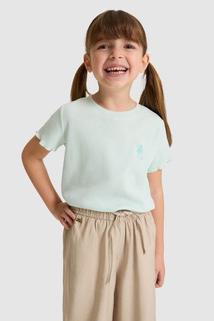 Girl's Aqua Green Basic T-Shirt 50325610-Vr083