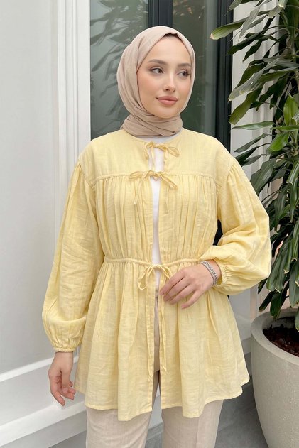 Pre-Gathered Long Tunic 262338 - Yellow