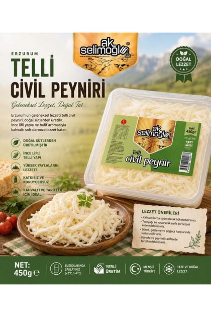 Ak Selimoğlu Erzurum Telli Civil Peyniri 450 Gr