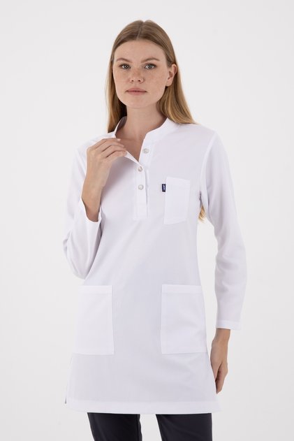 Hijab Single Top, Karya Lycra Women's Nurse and Doctor Uniform Scrubs Single Top - White