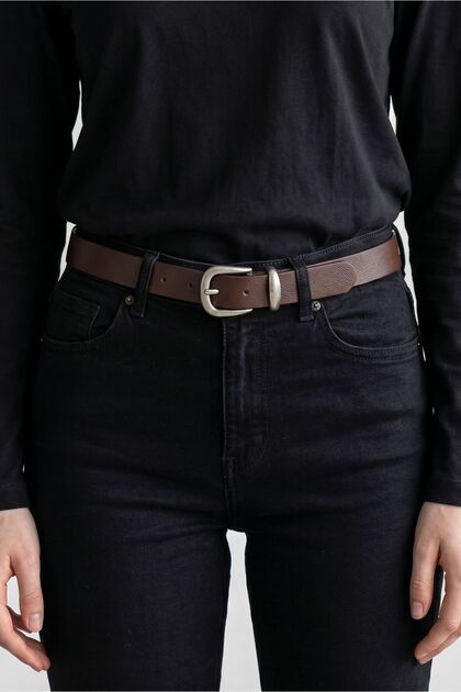 100 % echtes Leder, Damen-Jeansgürtel mit antiker Schnalle, 2,8 cm breit, Hosengürtel